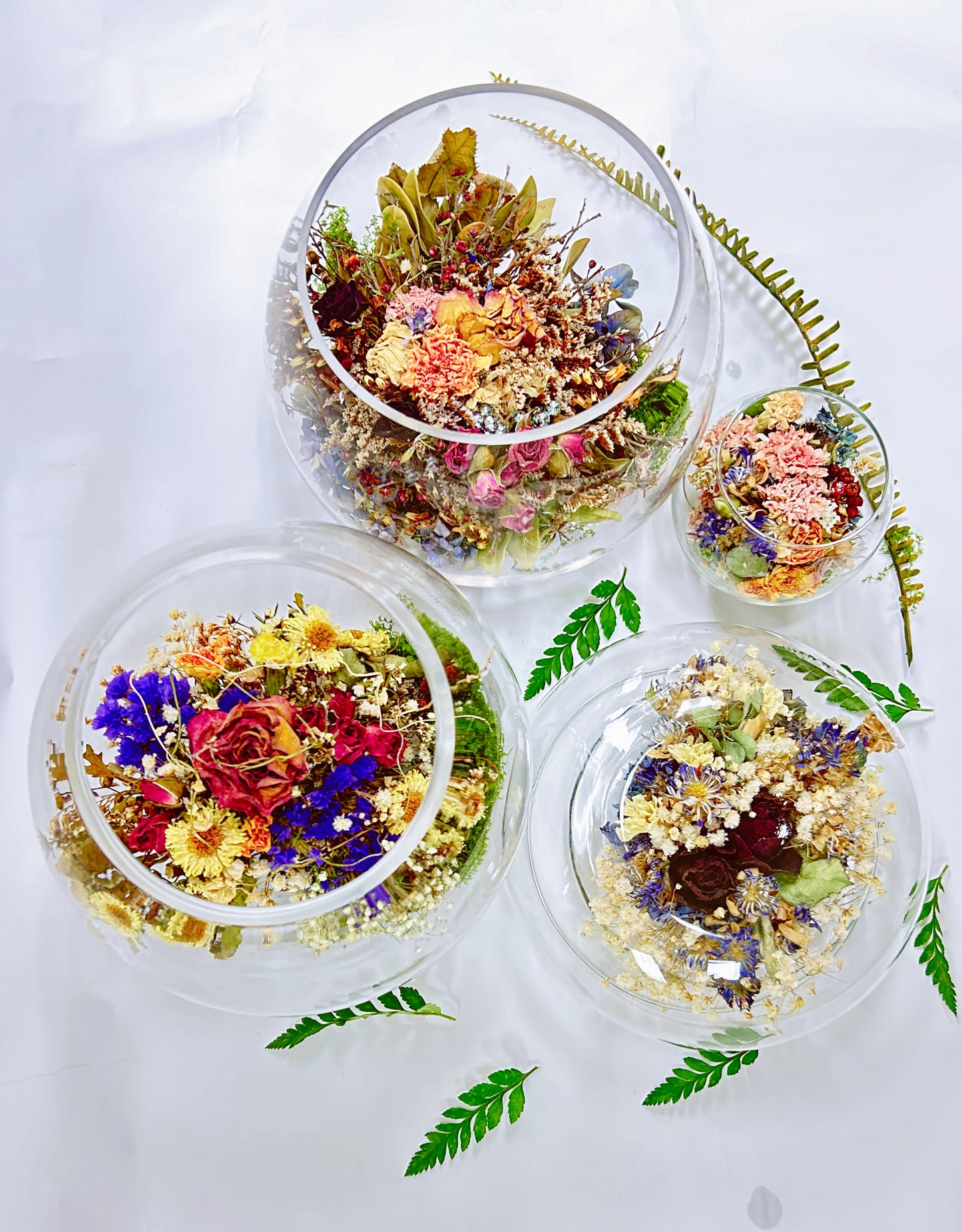 Dried flowers display glasses terrarium