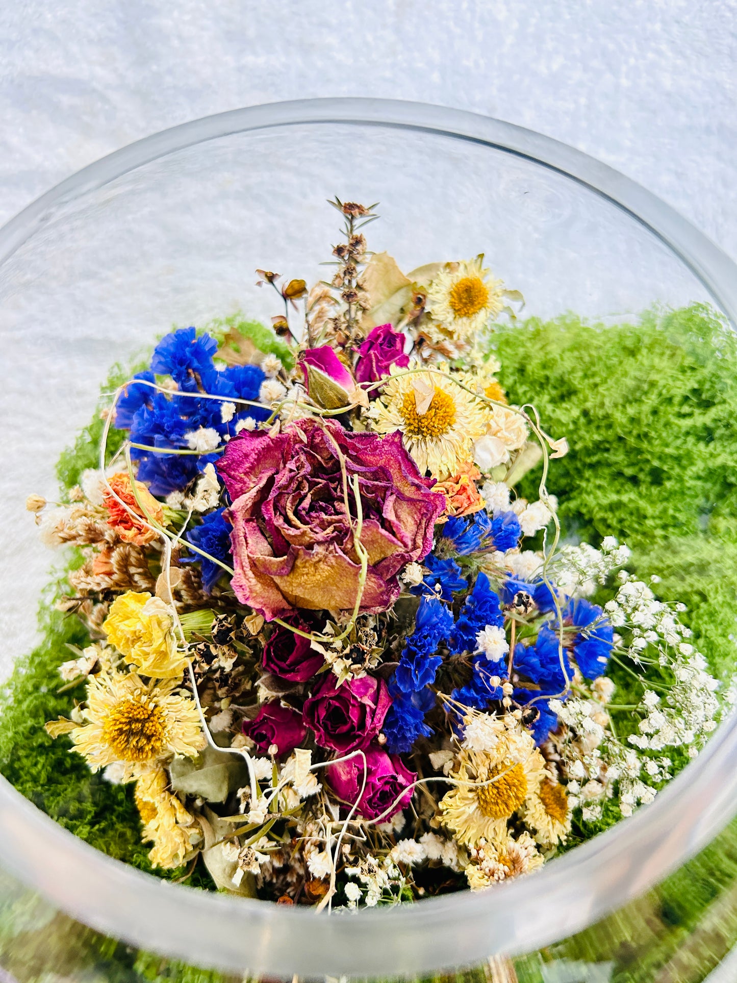 Dried flowers display glasses terrarium