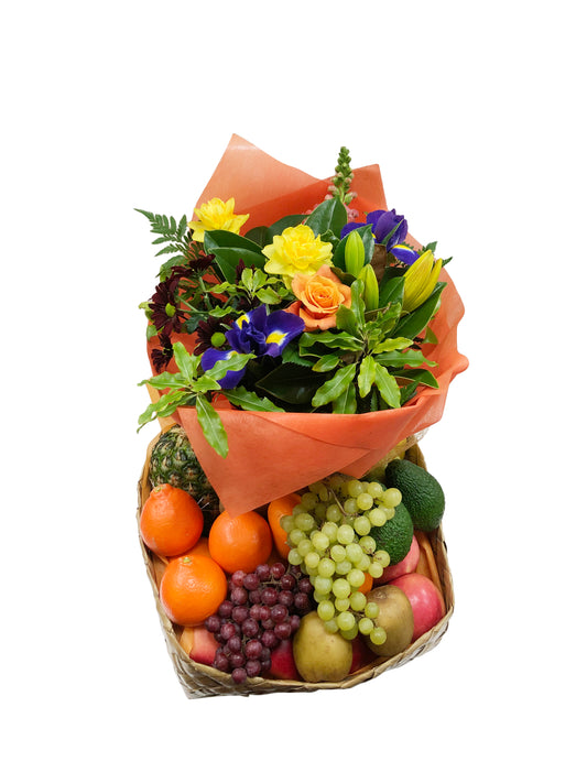 Basket of fruit and flowers